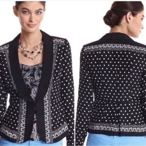 White House Black Market 100% Silk Black/White Polka Dot Design Blazer - Size 10